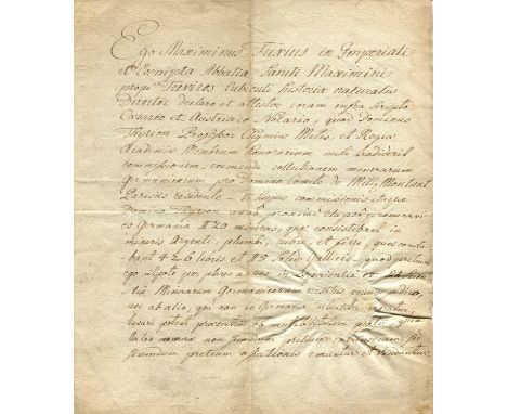 [MINERALOGY]: A manuscript D.S. Maximinus Fuxius, in the third person, by the Benedictine monk Maximin Fluxus, director of Na