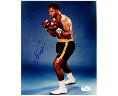 FRAZIER JOE: (1944-2011) American boxer, the first to defeat Muhammad Ali. World Heavyweight Champion 1970-73. Signed colour 