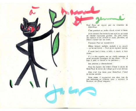 PREVERT JACQUES: (1900-1977) French poet. A printed 8vo brochure for an exhibition entitled Paul Roux et ses amis held at the