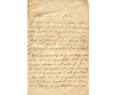 ‘Your ideas……on the odious ownership of land, on the horror of patriotism, of wars and of the armed peace it engenders, are v