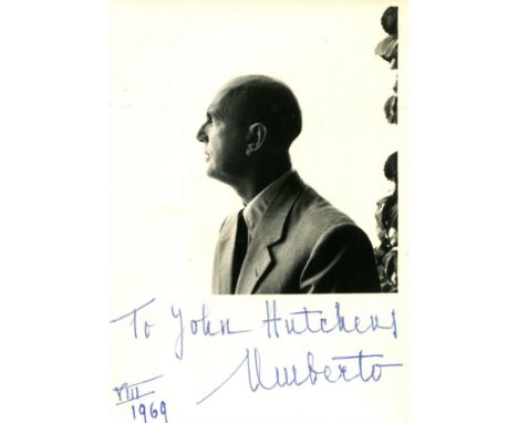 UMBERTO II: (1904-1983) King of Italy May - June 1946. Vintage signed and inscribed 5 x 7 photograph of the former King in a 