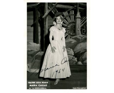 CALLAS MARIA: (1923-1977) American-born Greek soprano. Vintage signed 4 x 6 photograph of Callas standing in a full length po