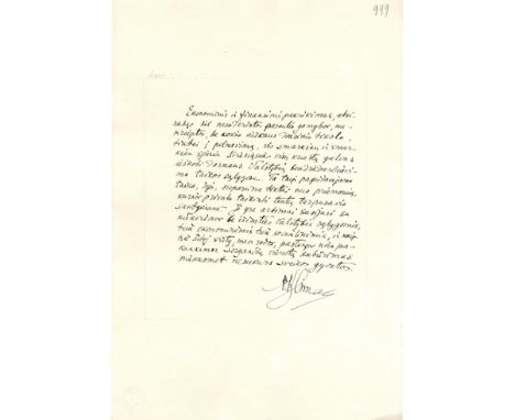 [PAX MUNDI]: [EASTERN EUROPE] Selection of Autograph Statements Signed by a variety of famous Eastern European individuals, e