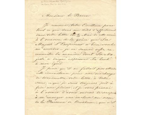 GALITZINE ALEXANDER: (1773-1844) Russian Statesman, Minister and confidante of Tsar Alexander I. Chairman of State Council un