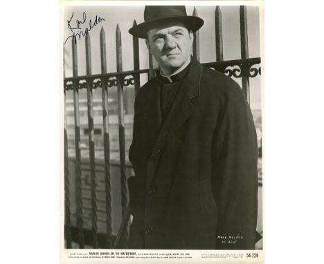 MALDEN KARL: (1912-2009) American actor, Academy Award winner. Signed 8 x 10 photograph of Malden standing outdoors in a thre