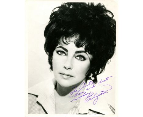 TAYLOR ELIZABETH: (1932-2011) British actress, Academy Award winner. A good signed and inscribed 8 x 10 photograph of the act