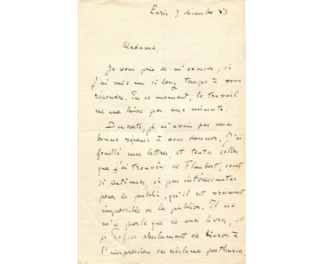 ‘je refuse’ ZOLA EMILE: (1840-1902) French novelist, journalist and playwright. A.L.S., Emile Zola, two pages (written to the