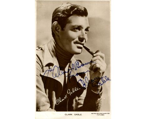 GABLE CLARK: (1901-1960) American actor, Academy Award winner. Vintage signed and inscribed sepia postcard photograph of Gabl
