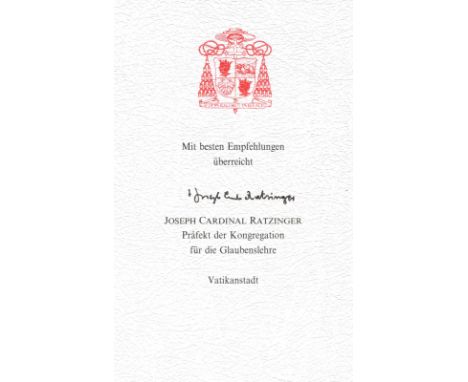 BENEDICT XVI: (1927-2022) Pope of the Catholic Church 2005-13. Black ink signature ('+ Joseph Card. Ratzinger') as Cardinal, 
