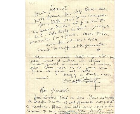 COCTEAU & PIAF: COCTEAU JEAN (1889-1963) French poet, playwright, novelist, artist, filmmaker and critic & PIAF EDITH (1915-1