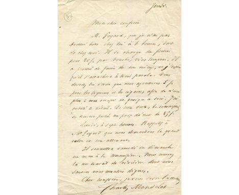 [GASTRONOMY]: MONSELET CHARLES: (1825-1888) French journalist, novelist, poet and playwright. Founder and editor-in-chief of 