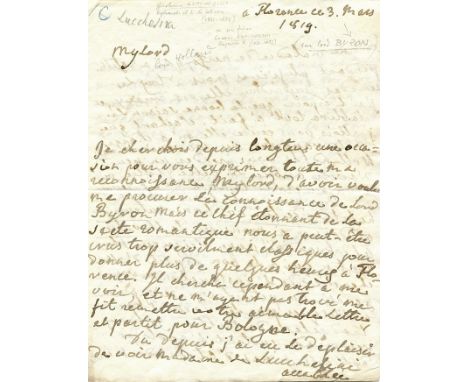 [LORD BYRON]: (1788-1824) English Poet, one of the leading figures of the Romantic movement, and widely regarded as one of th