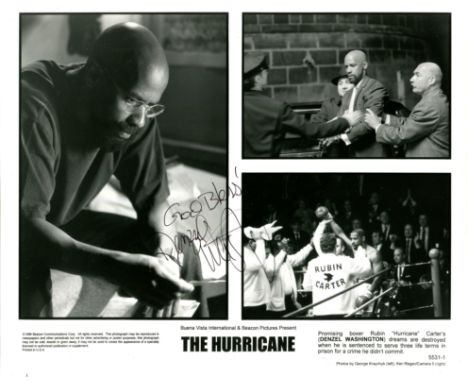 HURRICANE THE: Denzel Washington (1954-     ) American actor, Academy Award winner. Signed 10 x 8 photograph, the composite p