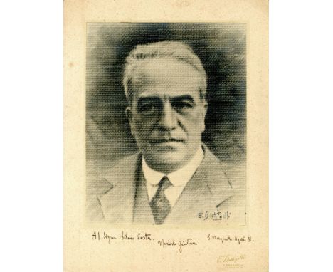 GIORDANO UMBERTO: (1867-1948) Italian composer. Vintage signed and inscribed 11.5 x 15 photograph, the unusually produced ima