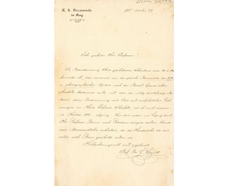 WEINEK LADISLAUS: (1848-1913) Austro-Hungarian astronomer. A.L.S., Prof. Dr. L. Weinek, one page, 8vo, Prague, 27th October 1