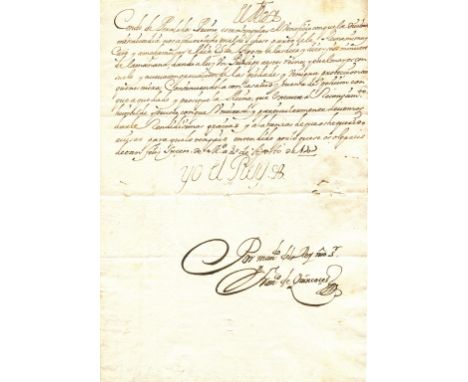 PHILIP V: (1683-1746) King of Spain 1700-24 & 1724-46. Grandson of Louis XIV. A very fine L.S., Yo el Rey, one page, 4to, Mad
