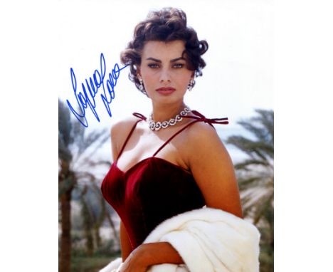 LOREN SOPHIA: (1934-     ) Italian actress, Academy Award winner. Signed colour 8 x 10 photograph of Loren standing outdoors 