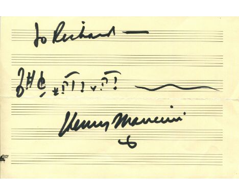 MANCINI HENRY: (1924-1994) American film composer, Academy Award winner. A.M.Q.S., Henry Mancini, one page (manuscript paper)