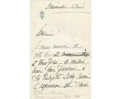 FERDINAND I: (1861-1948) Tsar of Bulgaria 1908-18. A.L.S., Ferdinand, as Prince of Bulgaria, three pages, 8vo, n.p., n.d. ('D