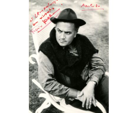 FELLINI FEDERICO: (1920-1993) Italian film director, Academy Award winner. Signed and inscribed 6 x 4 photograph of Fellini s