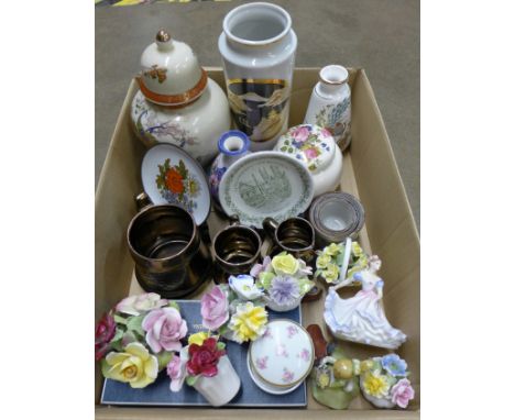A collection of china including two limited edition Royal Worcester small dishes with personal letter from Kays, other china 