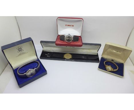 Delvina, Accurist, Timex x2 wristwatches, boxed 
