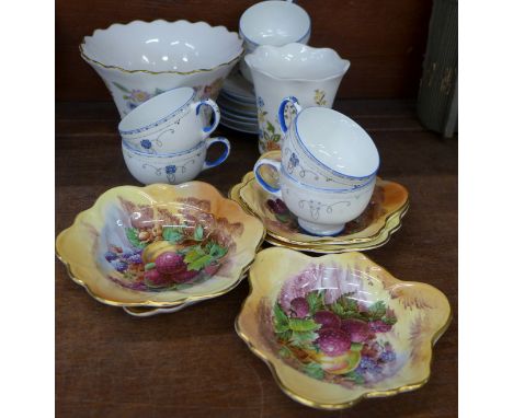 Six Paragon Royal Patrician cups and saucers and other china including Aynsley, Crown Devon and Minton 