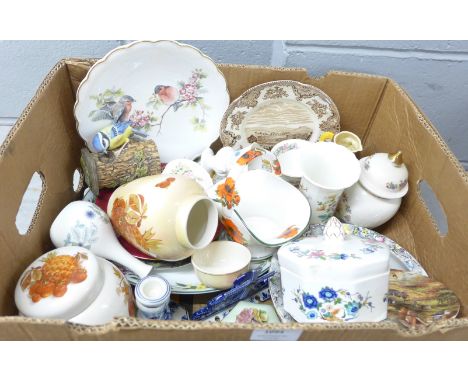 China including pots, vases, plates, etc.; Aynsley, Wedgwood, Royal Worcester, Royal Doulton, Goudeville, Delft, etc. **PLEAS