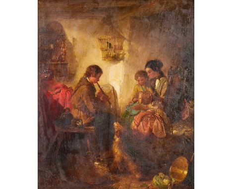 John Philip RA (1817-1867) The Little Musician Signed and dated 1843, oil on canvas, 59.5cm by 49.5cm  Original canvas covere