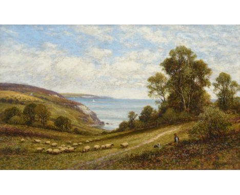 Alfred Augustus Glendening Snr. (1840-1921)Haymaking at Luccombe, Isle of WightSigned, oil on canvas, 39cm by 64cm There are 