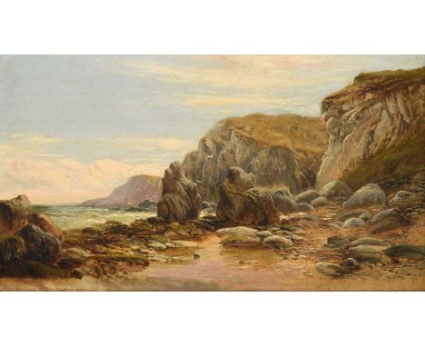 Alfred Augustus Glendening Snr. (1840-1921)  Seashore Initialled and dated (18)71, oil on canvas, 21cm by 38cmWe are grateful