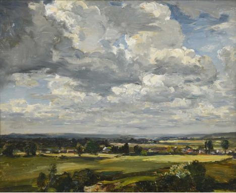 Arthur A Friedenson (1872-1955)  “Sketch from Wareham Common” (1910)  Signed, inscribed and dated July 1910 verso, oil on boa