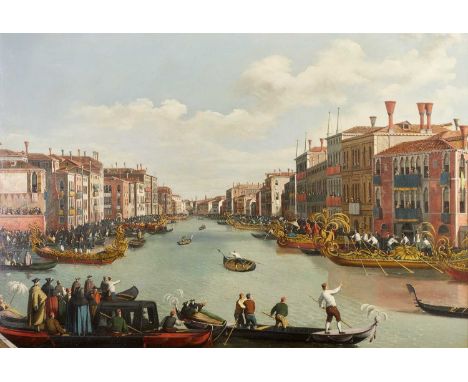 Manner of Giovanni Antonio Canal (Canaletto) (1697-1768) Italian Pageantry on the Grand Canal, VeniceOil on canvas, 59cm by 8