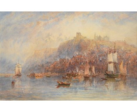 George Weatherill (1810-1890)Whitby Harbour Signed, pencil and watercolour heightened with white and scratching out, 45cm by 