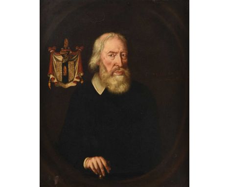 English School (17th century)Portrait of Sir Thomas Gascoigne, 2nd Bt. (1596-1686), half length in a feigned oval Signed, ins
