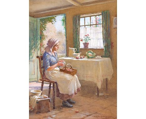 William Kay Blacklock ARCA (1872-1922)"In a Kentish Cottage"Signed, watercolour heightened with white, 29cm by 21.5cmSome sta