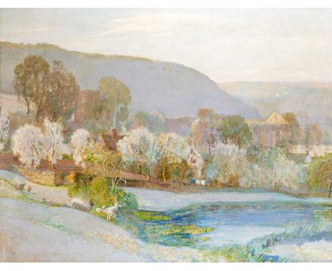 Joseph Walter West (1860-1933)  "Thus Spring came stealing up expectant valleys, early morning Rievaulx"  Monogrammed, with o