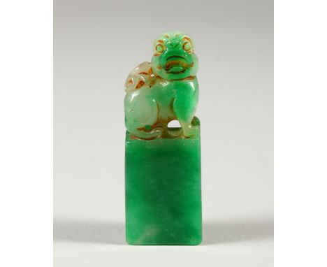 A CHINESE JADE DOG OF FO SEAL. 7.5cms high.