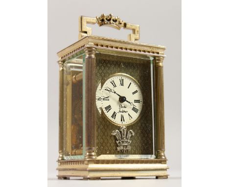 A CHARLES FRODSHAM SILVER CASED CARRIAGE CLOCK. 725cms high.