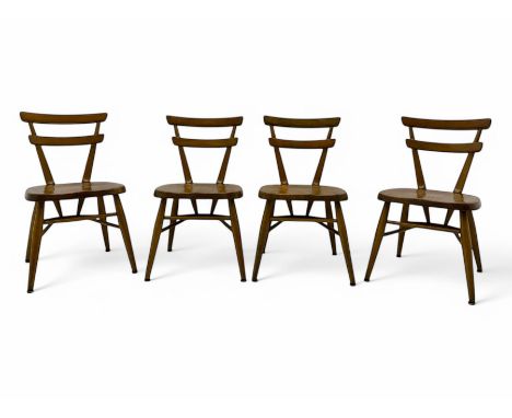 Lucian Ercolani for Ercol - mid-20th century set of four ‘Yellow Dot’ elm and beech child’s chairsDimensions: Height:&nbsp;59