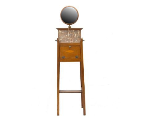 Early 20th century walnut dressing stand by Horner, Woodward & Co. Ltd of Manchester, hinged rectangular lid enclosing a pink