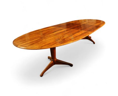 Andrew Milne for Heals - mid-20th century extending dining or boardroom table, oval top with one additional leaf, raised on t
