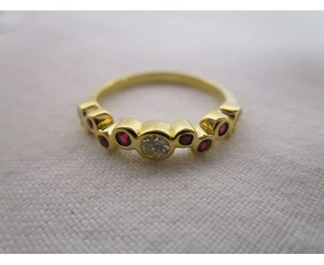 18ct ruby &amp; diamond half hoop ring