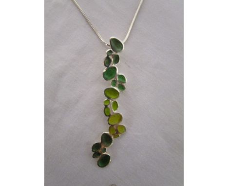 Silver &amp; enamel pendant on chain