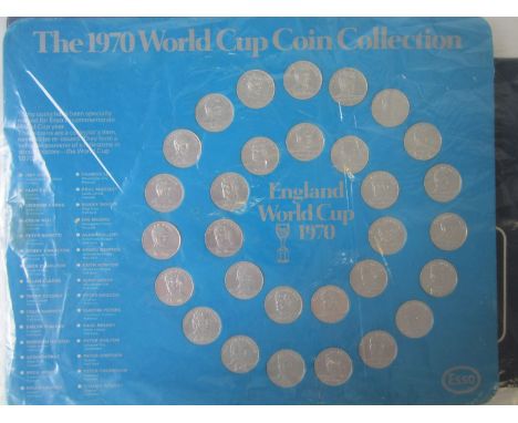 ESSO COLLECTION     1970's Esso Coin / Badge collection, 1970 - World Cup Coin collection on blue presentation board (complet