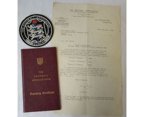 EDDIE BAILY- COACH   Three items relating to Eddie Baily and his coaching qualifications. Includes official FA Coach cloth bl