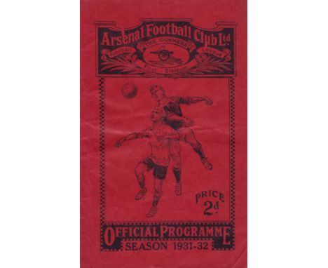 ARSENAL - SHEF WED 1932   Arsenal home programme v Shef Wed, 16/4/1932, Arsenal won 3-1., creased, some folds, annotation.   