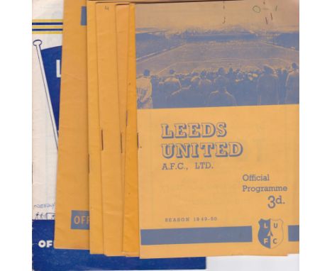 LEEDS UTD  Eight home programmes, Leeds v Shef Utd 49/50, Stoke 55/6, Cardiff , Blackpool both 56/7, Arsenal (Munich tribute)