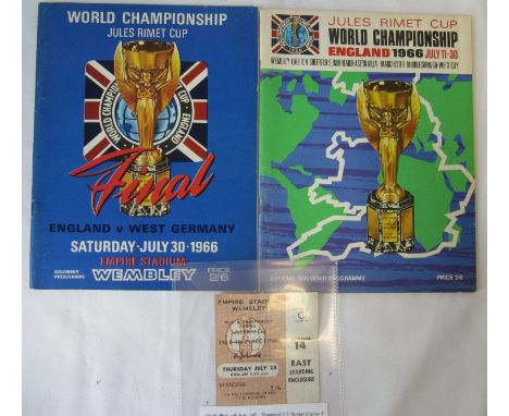 WORLD CUP 1966     Two programmes and a ticket. Official original Final programme with the teams written on the centre pages 