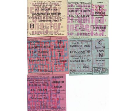 MAN UTD TICKETS     Five home tickets: 1967/68 European Cup v Sarajevo and semi-final v Real Madrid; World Club Cup v Estudia